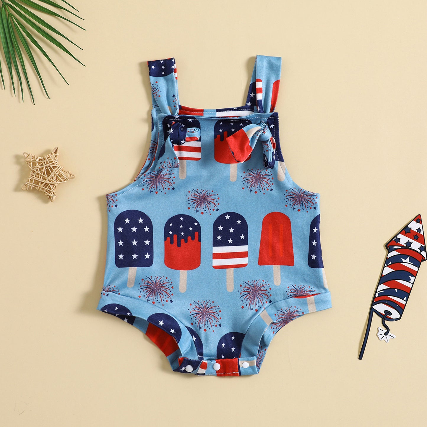Baby Printed Front Knotted Suspender Pants - QuickTrendz
