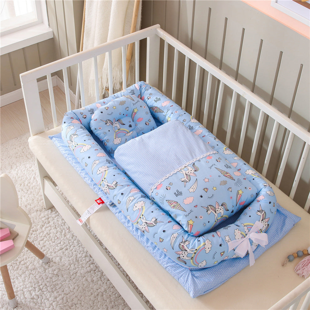 Crib Anti-pressure Newborn Foldable Portable Crib Middle Bed Baby Infant Mattress Bionic Travel Bed - QuickTrendz