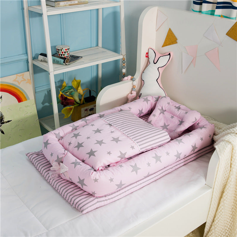Crib Anti-pressure Newborn Foldable Portable Crib Middle Bed Baby Infant Mattress Bionic Travel Bed - QuickTrendz