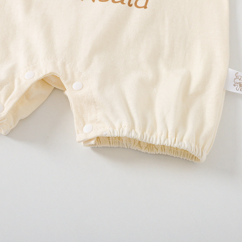 Cartoon Bear Print Baby Short Sleeve Rompers - QuickTrendz