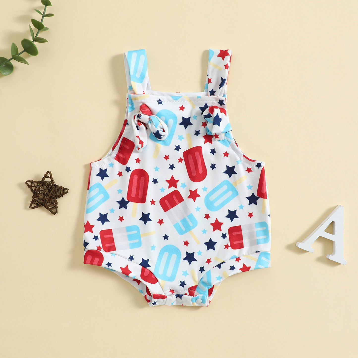 Baby Printed Front Knotted Suspender Pants - QuickTrendz