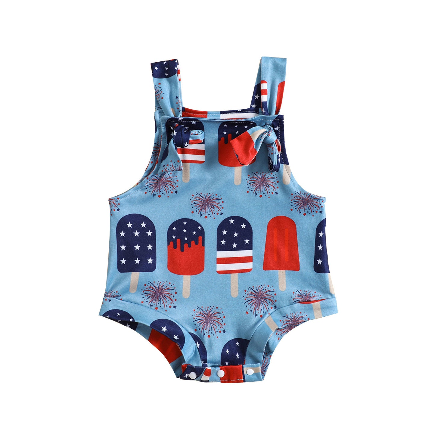 Baby Printed Front Knotted Suspender Pants - QuickTrendz