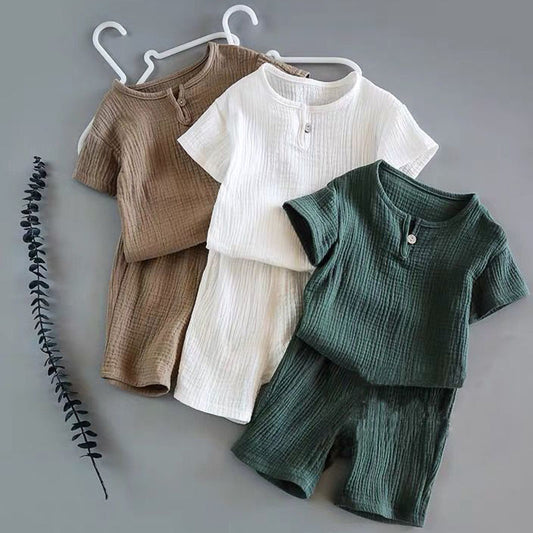 Boy And Girl Baby Short-sleeved Summer Suit - QuickTrendz