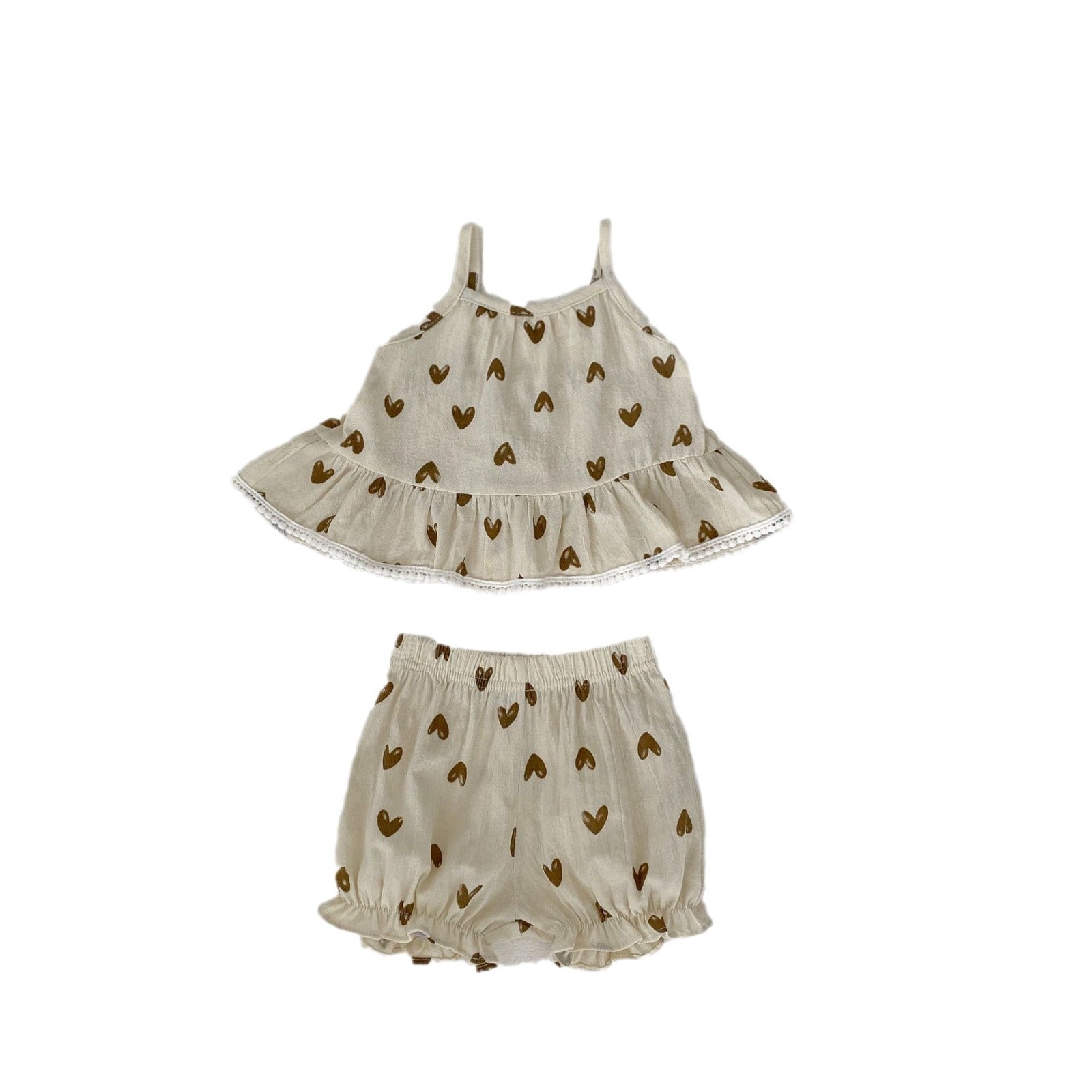 Summer New Baby Cute Heart Shape Sling Top Bulky Underpants 2 Pieces Suit - QuickTrendz