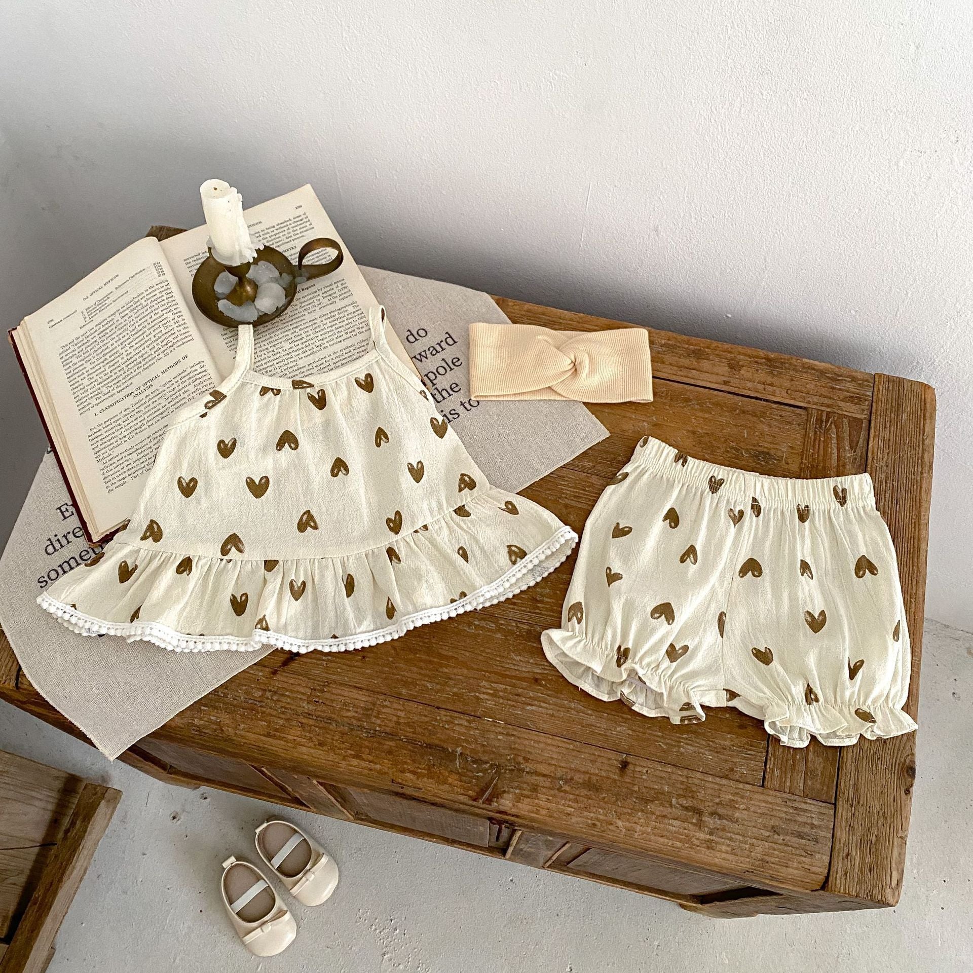 Summer New Baby Cute Heart Shape Sling Top Bulky Underpants 2 Pieces Suit - QuickTrendz