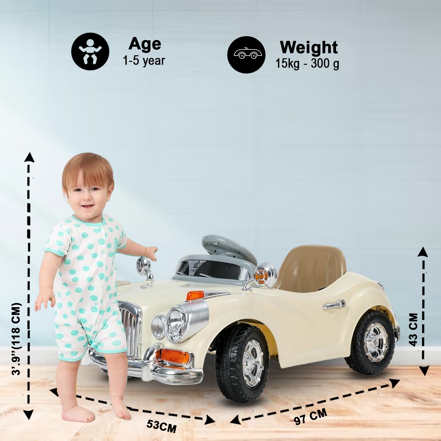 quicktrendz kids car- Cream