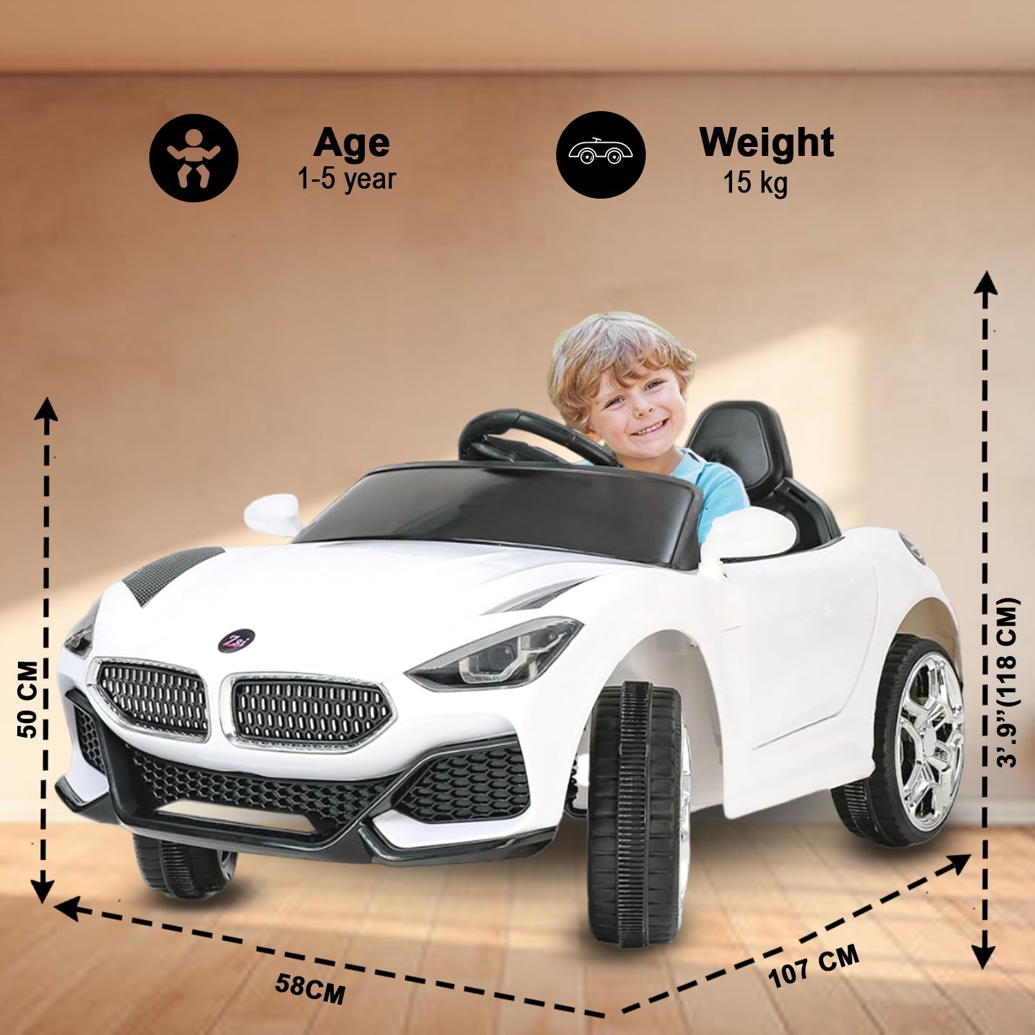 quicktrendz kids car - White