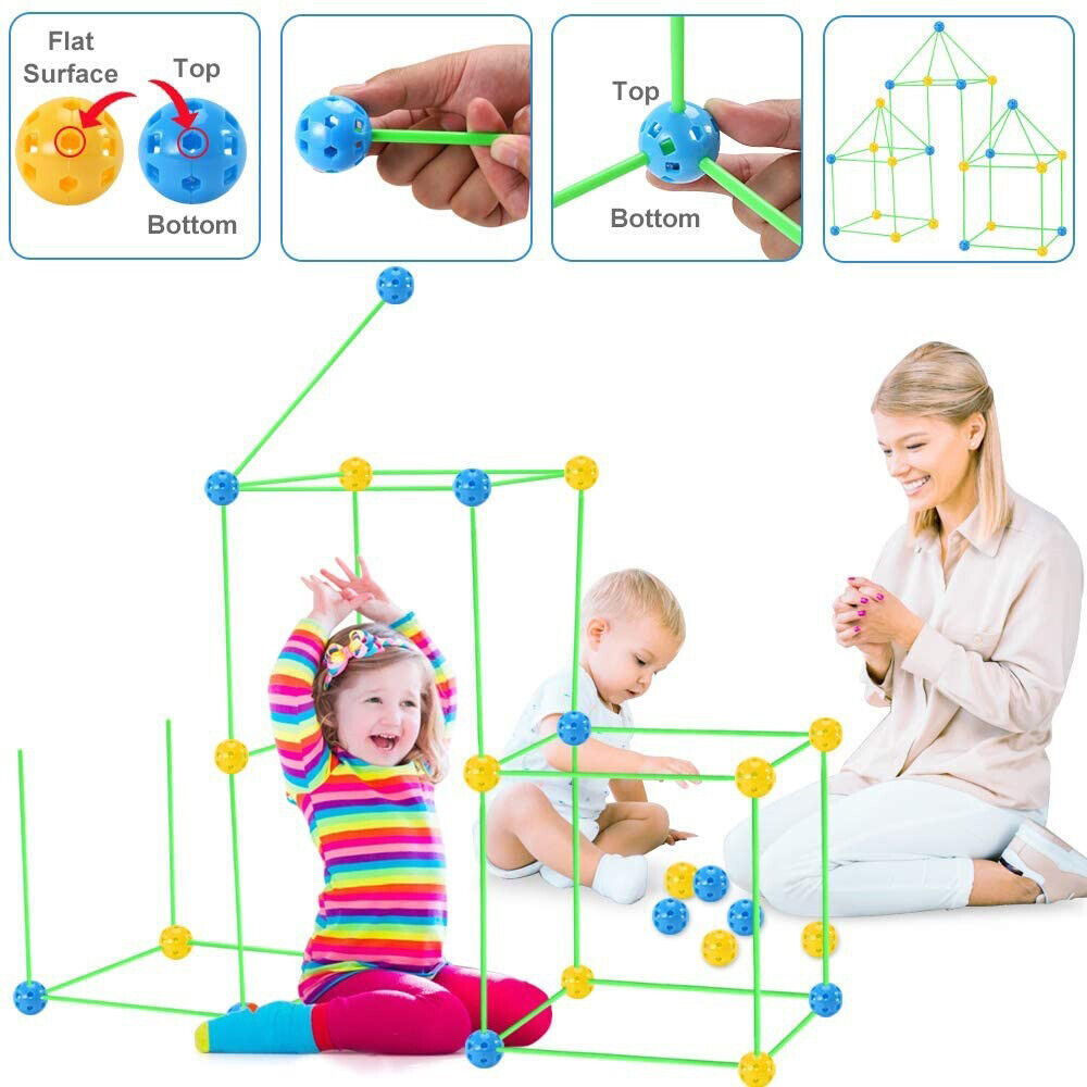 265Pcs DIY Build Your Own Den Set Children Present Tent Kids Funny Boy Girl Toys