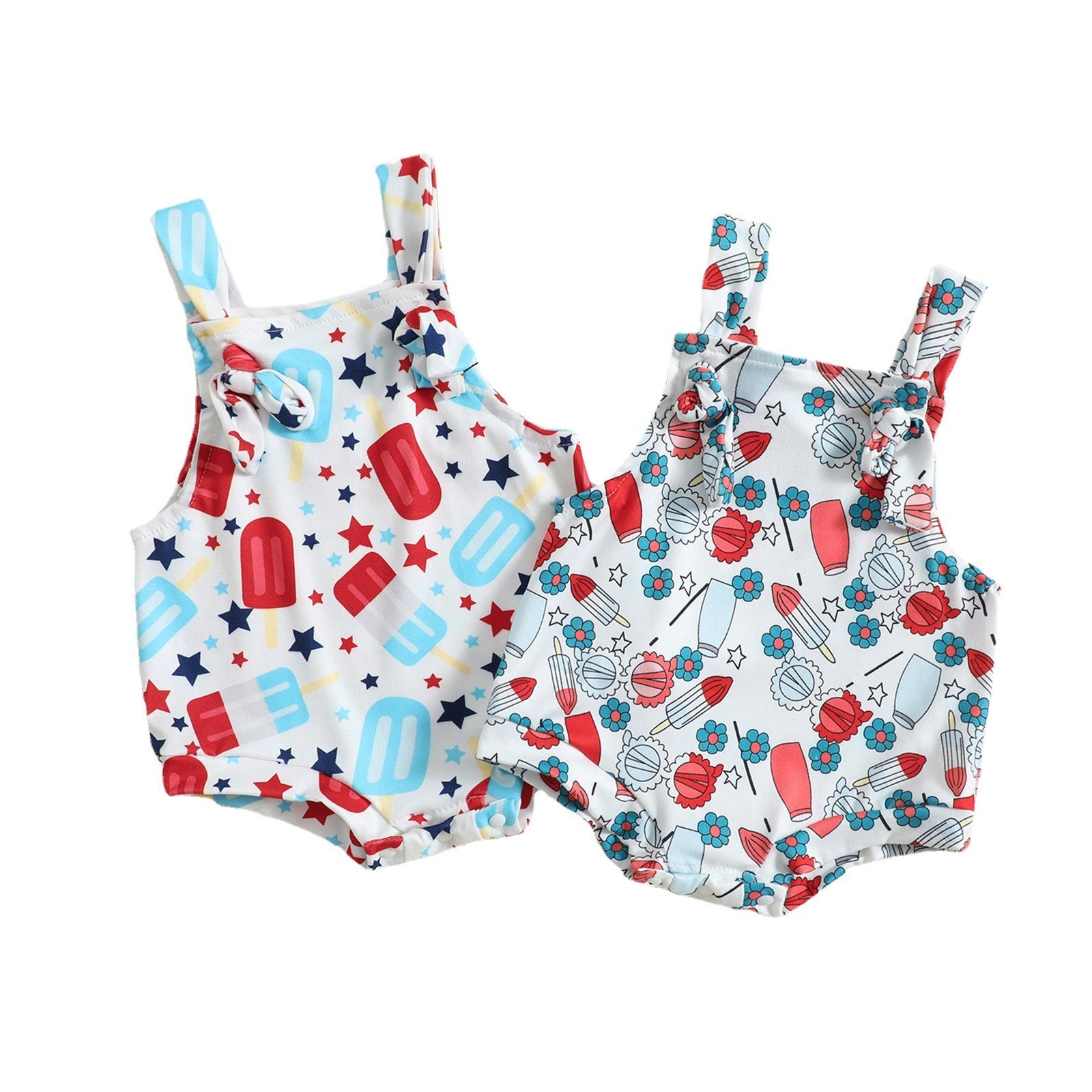 Baby Printed Front Knotted Suspender Pants - QuickTrendz
