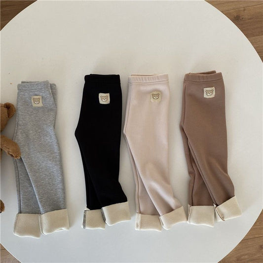 Girls' Single-layer Fleece-lined Fashionable All-matching Leggings - QuickTrendz